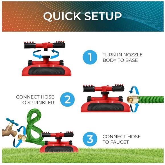 Joeys 2Pac Sprinkler for Yard, Rotating Garden Sprinkler for Large Area Coverage - Picture 6 of 7